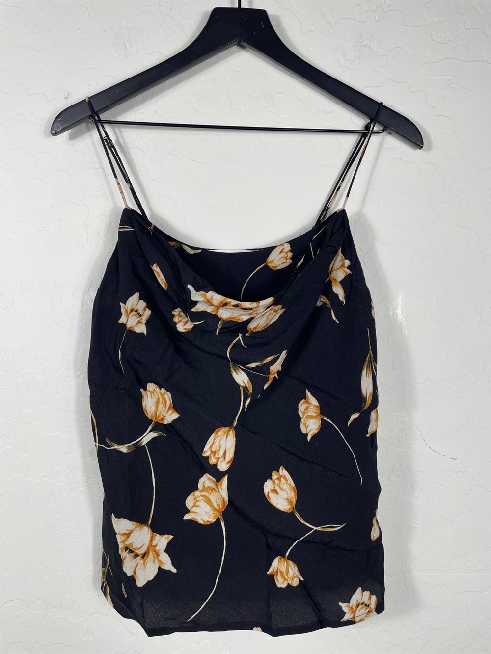 ASTR The Label Black Gold Floral Cowl Neck Camisole Size Small